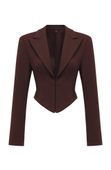 Agatha Cropped Blazer - Plum Brown