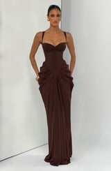 Lucille Maxi Dress - Plum Brown