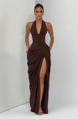 Minette Maxi Dress - Plum Brown