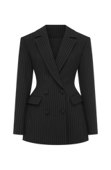 Elvira Mini Dress - Black Pinstripe