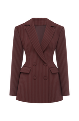 Elvira Mini Dress - Burgundy Pinstripe