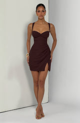 Everette Mini Dress - Plum Brown