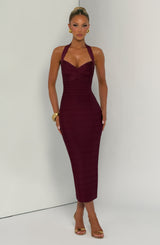 Rosalyn Bandage Midi Dress - Cherry Lacquer