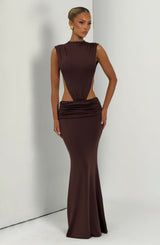 Fenella Maxi Dress - Plum Brown