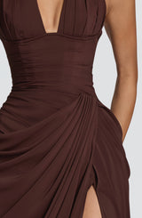 Minette Maxi Dress - Plum Brown
