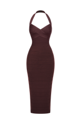 Rosalyn Bandage Midi Dress - Plum Brown
