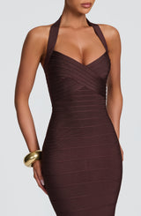 Rosalyn Bandage Midi Dress - Plum Brown