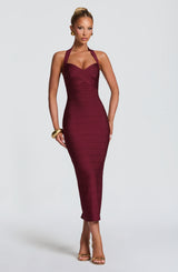 Rosalyn Bandage Midi Dress - Cherry Lacquer