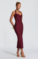 Rosalyn Bandage Midi Dress - Cherry Lacquer
