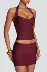Alessia Bandage Top - Cherry Lacquer