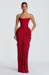 Noura Maxi Dress - Deep Red