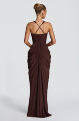 Elara Maxi Dress - Plum Brown