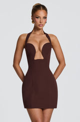Charlotte Mini Dress - Plum Brown Dress XS Babyboo Fashion Premium Exclusive Design
