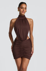 Thekla Mini Dress - Plum Brown
