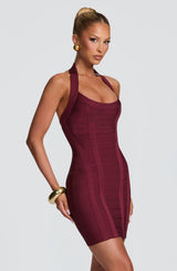 Velvette Bandage Mini Dress - Cherry Lacquer