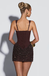 Yeona Mini Dress - Plum Brown