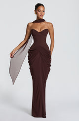 Chiara Maxi Dress - Plum Brown