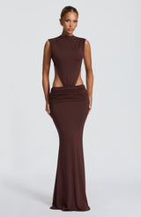 Fenella Maxi Dress - Plum Brown