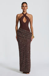 Solea Maxi Dress - Plum Brown