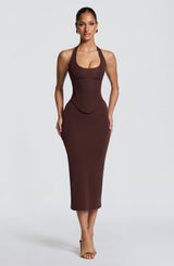 Roberta Midi Dress - Plum Brown