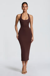 Roberta Midi Dress - Plum Brown