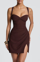 Everette Mini Dress - Plum Brown