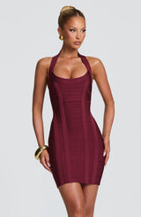 Velvette Bandage Mini Dress - Cherry Lacquer