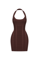 Velvette Bandage Mini Dress - Plum Brown