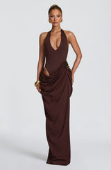 Adele Maxi Dress - Plum Brown Dress Babyboo Fashion Premium Exclusive Design