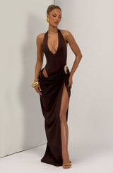 Adele Maxi Dress - Plum Brown Dress Babyboo Fashion Premium Exclusive Design