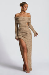 Adelphia Midi Dress - Beige Dress Babyboo Fashion Premium Exclusive Design