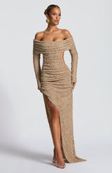 Adelphia Midi Dress - Beige Dress Babyboo Fashion Premium Exclusive Design