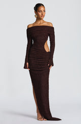 Adelphia Midi Dress - Plum Brown Dress Babyboo Fashion Premium Exclusive Design