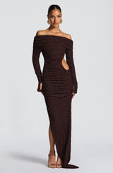 Adelphia Midi Dress - Plum Brown Dress Babyboo Fashion Premium Exclusive Design