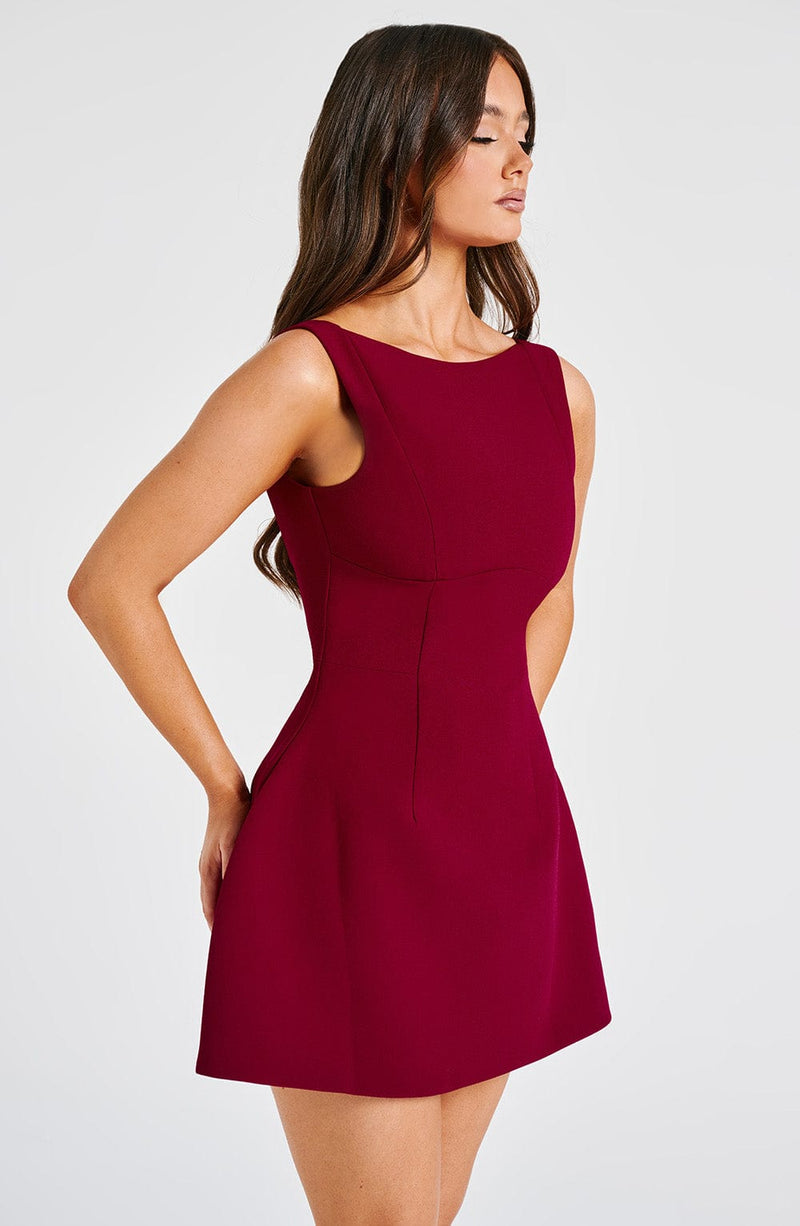 Alana Mini Dress - Wine Dress Babyboo Fashion Premium Exclusive Design
