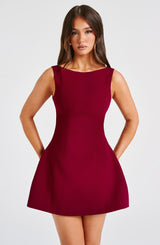 Alana Mini Dress - Wine Dress Babyboo Fashion Premium Exclusive Design