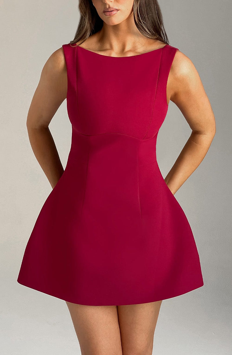 Alana Mini Dress - Wine Dress Babyboo Fashion Premium Exclusive Design