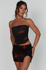 Alina Mini Skirt - Fire Print Skirt Babyboo Fashion Premium Exclusive Design