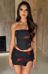 Alina Mini Skirt - Fire Print Skirt Babyboo Fashion Premium Exclusive Design