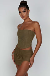 Alina Mini Skirt - Khaki Skirt Babyboo Fashion Premium Exclusive Design