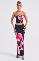 Allegra Maxi Skirt - Black Floral Print Skirt Babyboo Fashion Premium Exclusive Design