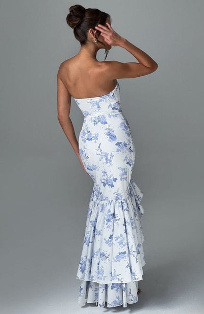 Shop Formal Dress - Angelina Maxi Dress - Blue Floral Print third image