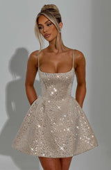 Angelique Mini Dress - Champagne Dress Babyboo Fashion Premium Exclusive Design