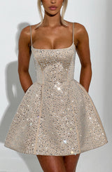 Angelique Mini Dress - Champagne Dress Babyboo Fashion Premium Exclusive Design