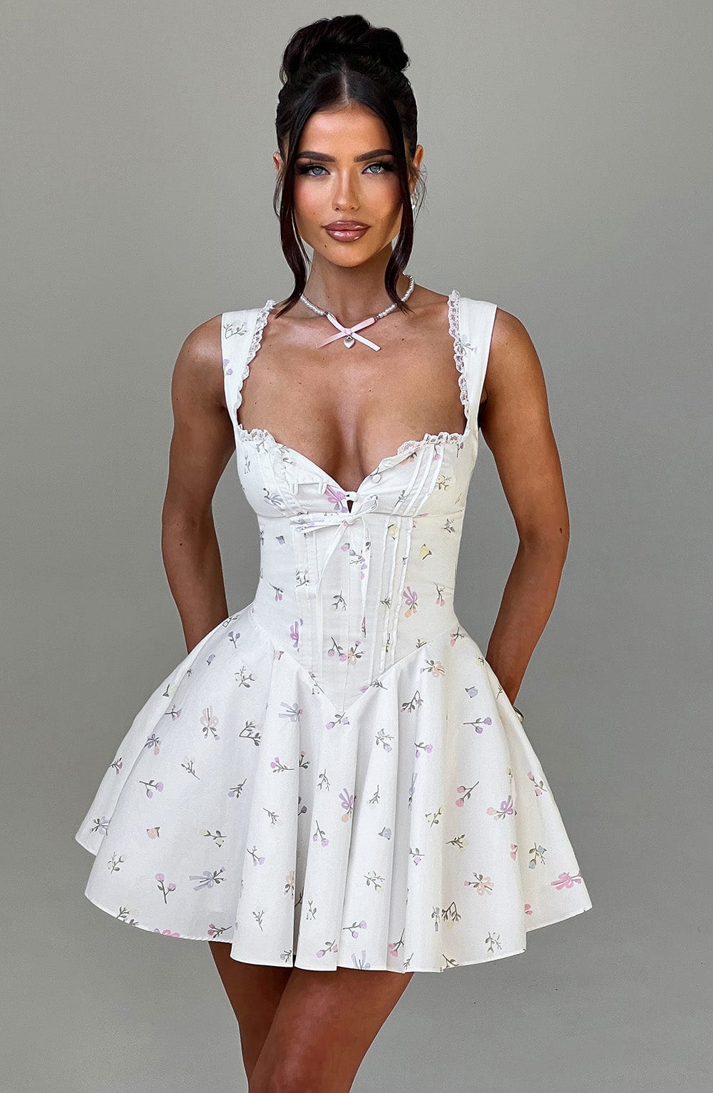 green emerald velvet dress Labelle Strapless Drop Waist Pink Floral Maxi Dress - L Size - Women's Dresses main image 1