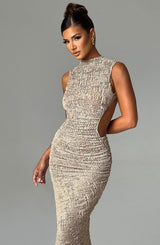 Aphrodite Midi Dress - Beige Dress Babyboo Fashion Premium Exclusive Design