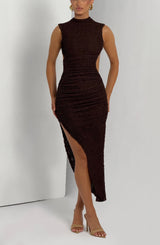 Aphrodite Midi Dress - Plum Brown Dress Babyboo Fashion Premium Exclusive Design