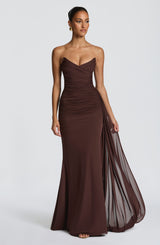 Ashika Maxi Dress - Plum Brown Dress Babyboo Fashion Premium Exclusive Design