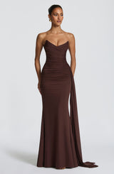 Ashika Maxi Dress - Plum Brown Dress XS Babyboo Fashion Premium Exclusive Design