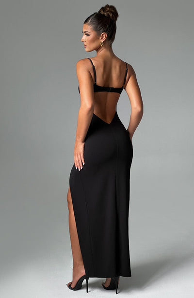 Shop Formal Dress - Asteria Maxi Dress - Black fifth image